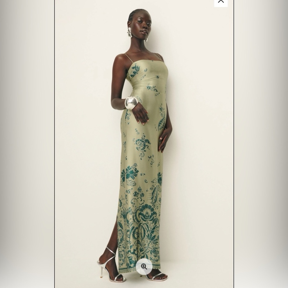 Reformation Frankie Silk Dress Green - Size 10